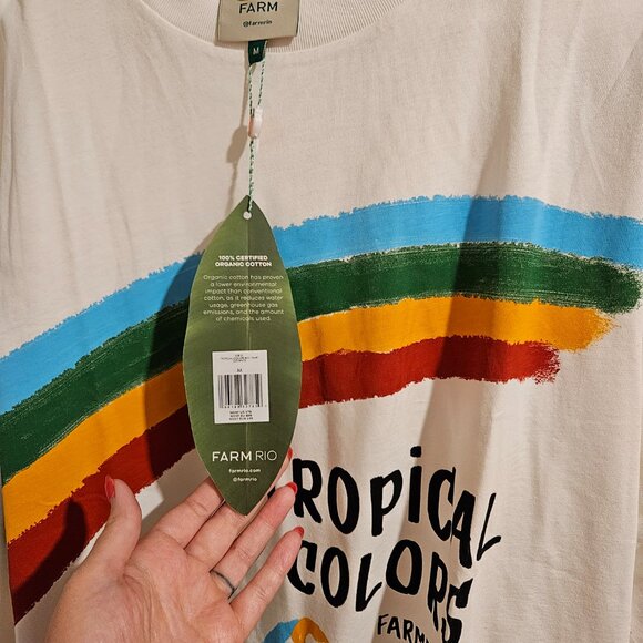 NWT Farm Rio white tropical colors organic cotton oversized t-shirt - Picture 6 of 8